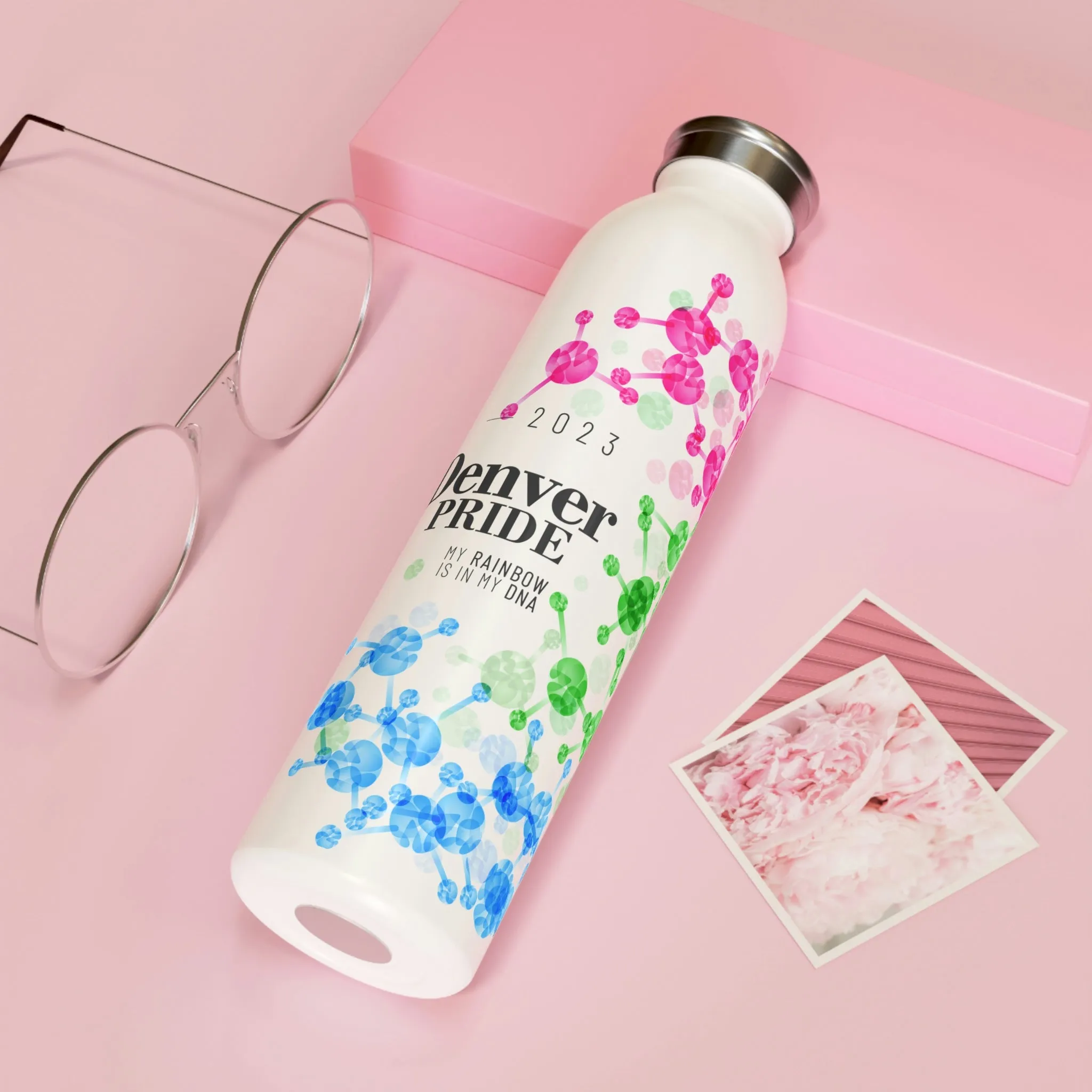 Polysexual Flag 2023 Pride, Slim Water Bottle Denver Pride - My Rainbow is In My DNA