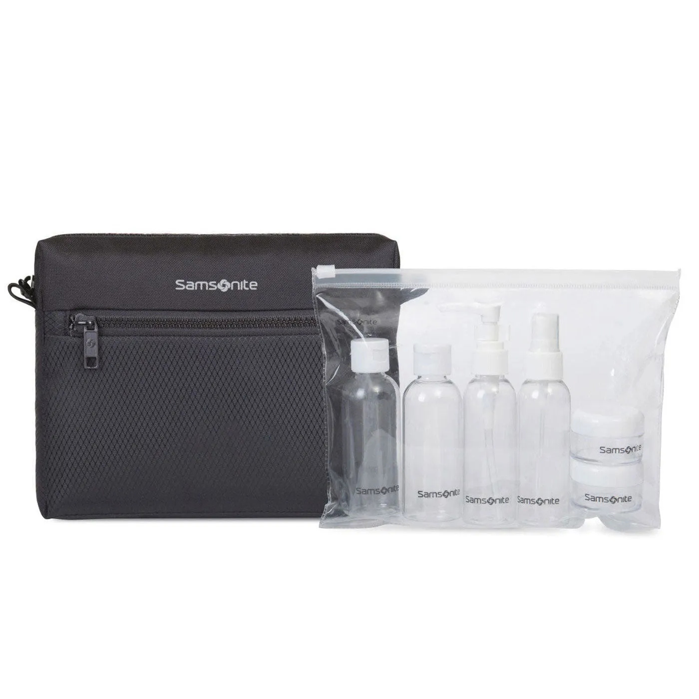 Samsonite Customized Zippered Pouches with Travel Bottles, Black