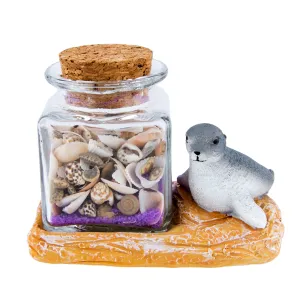 Seal with Glass Bottle Figure