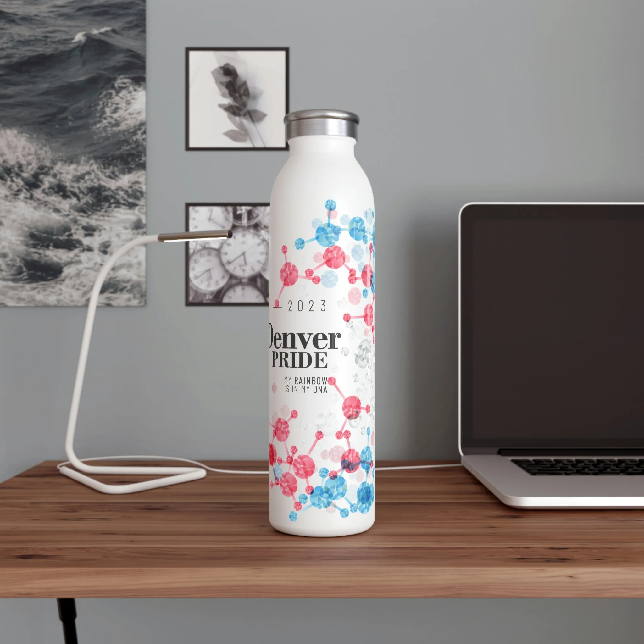 Transgender Flag 2023 Pride, Slim Water Bottle Denver Pride - My Rainbow is In My DNA