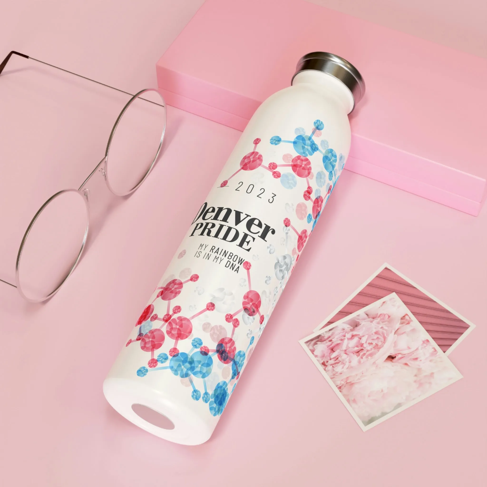Transgender Flag 2023 Pride, Slim Water Bottle Denver Pride - My Rainbow is In My DNA