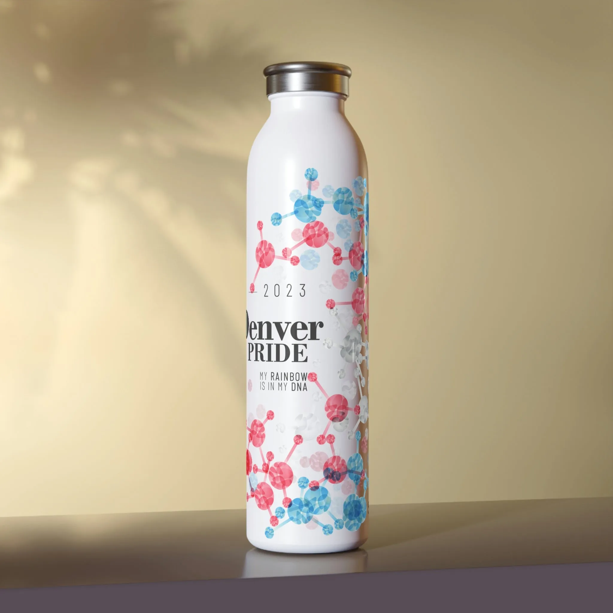 Transgender Flag 2023 Pride, Slim Water Bottle Denver Pride - My Rainbow is In My DNA