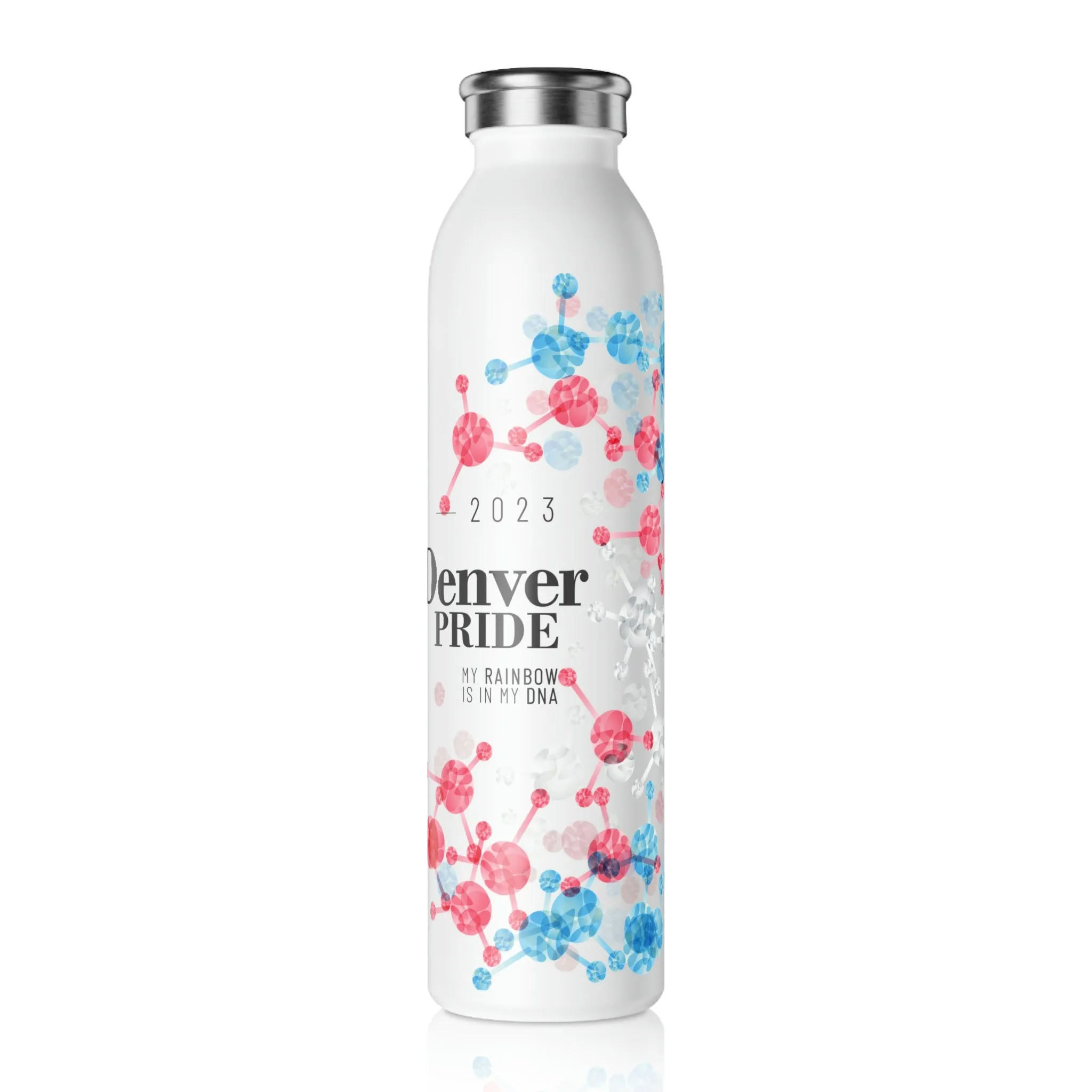 Transgender Flag 2023 Pride, Slim Water Bottle Denver Pride - My Rainbow is In My DNA