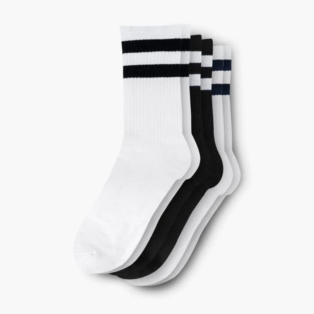 Women's Eco-Friendly Crew Socks | 3 Pack (Striped)